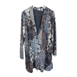 Susan Graver Duster Jacket Size 1X Stretch Knit Goblincore Cottage Earthy Artsy